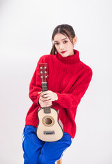 Young woman in a red sweater