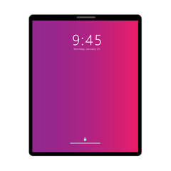 Realistic tablet computer lock screen with abstract colored geometric wallpaper. Big and small modern tablet PC design isolated on white background. jpg image Illustration

