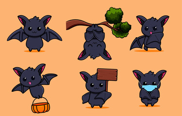 set of cute bat design