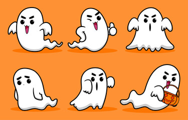 set of cute ghost vector