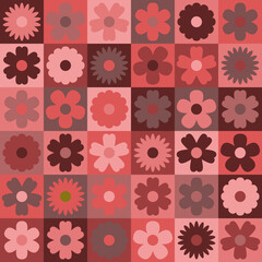 pink and maroon repetitive background with simple flowers. floral seamless pattern. vector summer illustration. fabric swatch. wrapping paper. continuous print. design template for textile, home decor