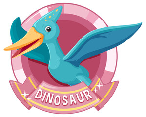 Cute pteranodon dinosaur cartoon badge © blueringmedia