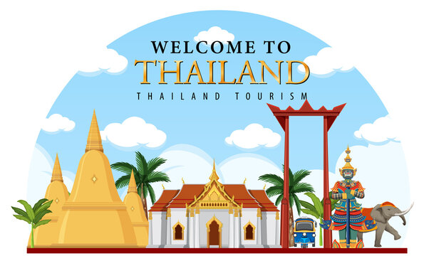 Bangkok Thailand Landmark Logo Banner