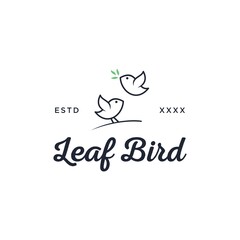 Leaf bird line logo design vector illustration