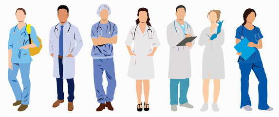 Illustration of Group of medical doctors - obrazy, fototapety, plakaty
