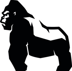 Edgy Simple Illustration Side View of Silver Gorilla Standing © DKG1111