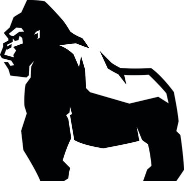 recommend clip art: Edgy Simple Illustration Side View of Silver Gorilla Standing