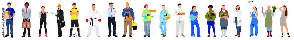 Wall mural vector illustration of group of professional standing in a row