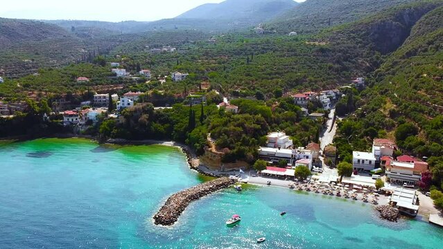 Aerial view of Archontiko village in the morning