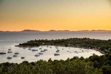 Sunset in Kostrina bay on Murter island, Croatia