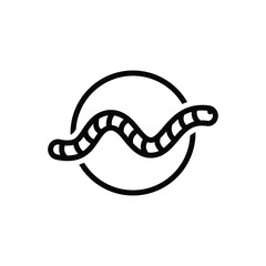 Black line icon for worm - obrazy, fototapety, plakaty
