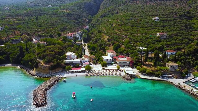 Aerial view of Archontiko village in the morning