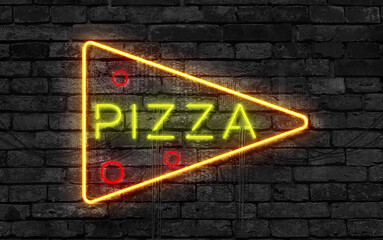 Obraz premium Pizza Neon Sign on a dark wall
