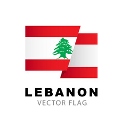 Colorful Lebanese flag logo. Flag of Lebanon. Vector illustration isolated on white background.