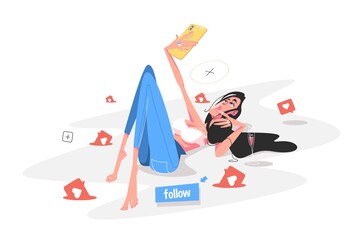 Girl sitting on social networks