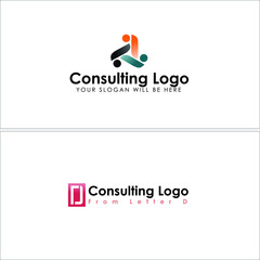 Modern management consulting symbol icon people triangle and letter D vector concept logo design