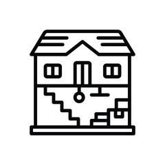 Black line icon for basement