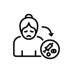 Black line icon for dependence