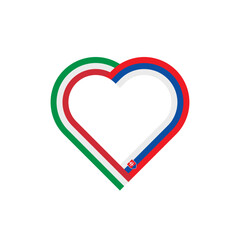 unity concept. heart ribbon icon of italy and slovakia flags. vector illustration isolated on white background