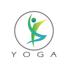 logo design of people doing yoga symbol icon illustration vector