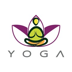logo design of people doing yoga symbol icon illustration vector