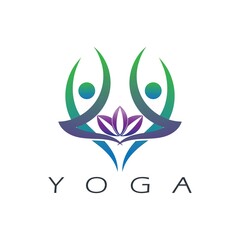 logo design of people doing yoga symbol icon illustration vector