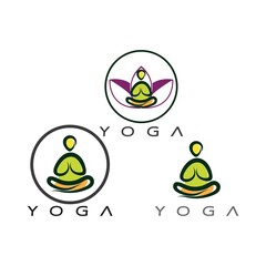 logo design of people doing yoga symbol icon illustration vector