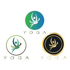 logo design of people doing yoga symbol icon illustration vector