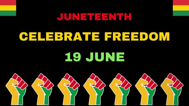 Juneteenth Freedom Day Animation Video. Juneteenth free-ish since June 19, 1865. Juneteenth celebration day. African-American history and heritage.