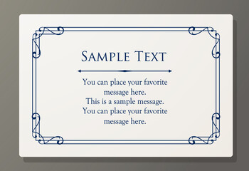 高級感のあるカードデザイン。アンティークな装飾デザイン。エレガントな縁の模様。