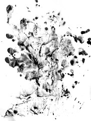 Dirty spots on a white background. Abstract texture of monochrome particles.