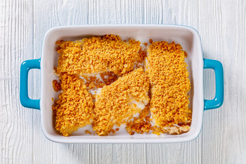 Baked Haddock with Crackers toppings, top view