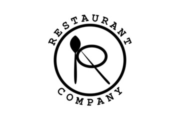Initial Letter R with Spoon Fork for Restaurant logo design