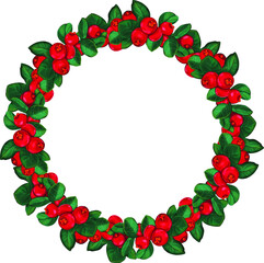 Red bilberry vector wreath