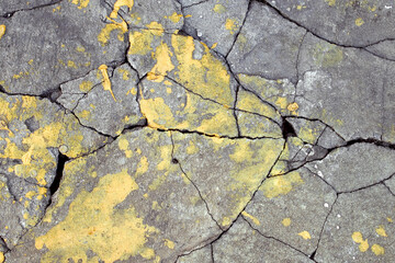 Cracked concrete texture closeup background.