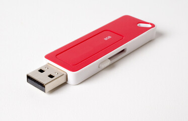 Flash drive on white background.