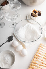 Tiramisu cake step by step recipe. Preparation of ingredients
