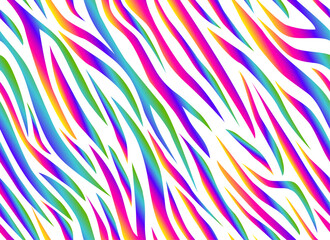 Zebra rainbow abstract seamless pattern. Colorful stripes, repeating background. Vector printing for fabrics, posters, banners. 