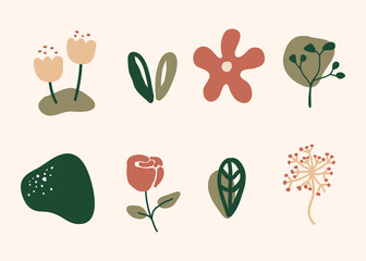 Hand drawn minimal flower wallpaper. simple flowers. 