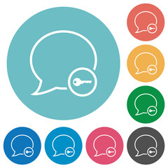 Message secure outline flat round icons