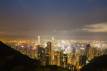 Obraz premium Overlooking the panorama and urban beauty of Hong Kong Special Administrative Region of China from above