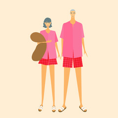 Red pastel pajamas for couple