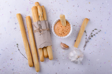 Italian grissini, traditional appetizer breadstick