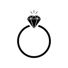 Diamond ring icon isolate on white background.