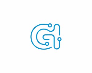 Abstract Letters GI Logo Design Template 001