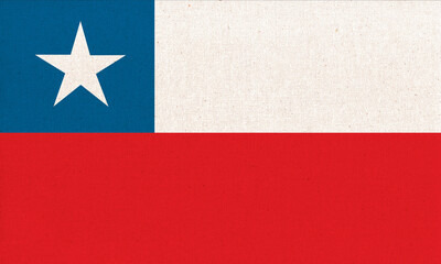 Flag of Chile. Chilean flag on fabric surface. Fabric texture