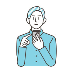 Man tapping a smartphone【Vector illustration】