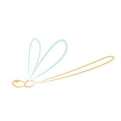 Isolated elements on a white background. Stylized dragonfly. Vector. Drawing in one line. Dragonfly icon.