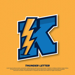 Thunder esport with initial letter K logo illustration, thunder catcher, lighting esport logo © widoko