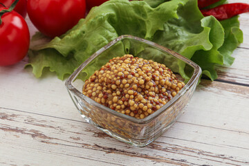 Mustard seeds sauce in the bowl